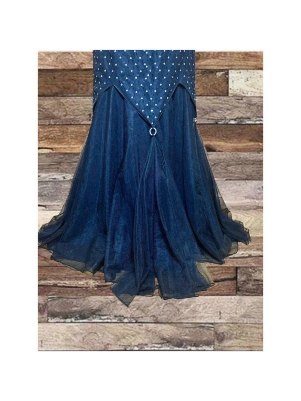 Vintage Y2K Strapless Sequin Mermaid Gown Black Tulle Formal Dress sz 10 - Picture 9 of 10